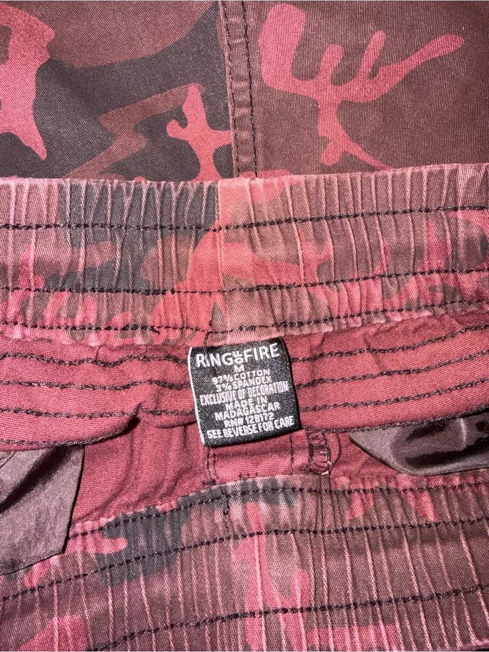 1058-Ring of Fire Men's Maroon Camouflage Jogger Pants